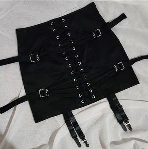 Dollskill Widow Criss Cross Lace up Gothic Mini Skirt